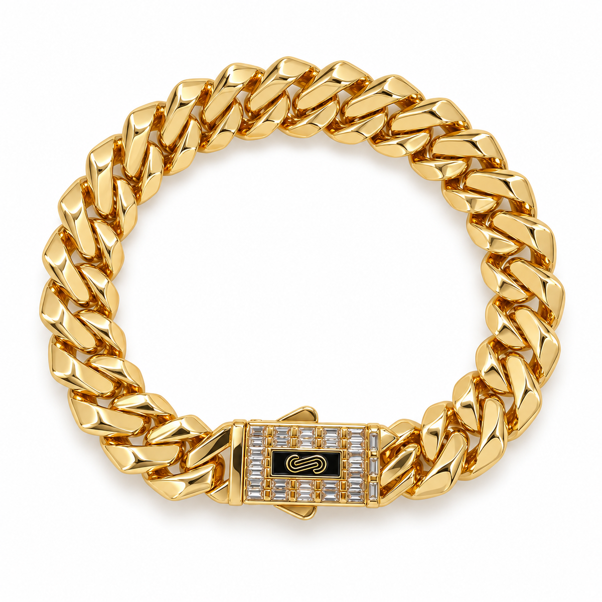 Monac-o Crystal Clasp Cuban Link Bracelet