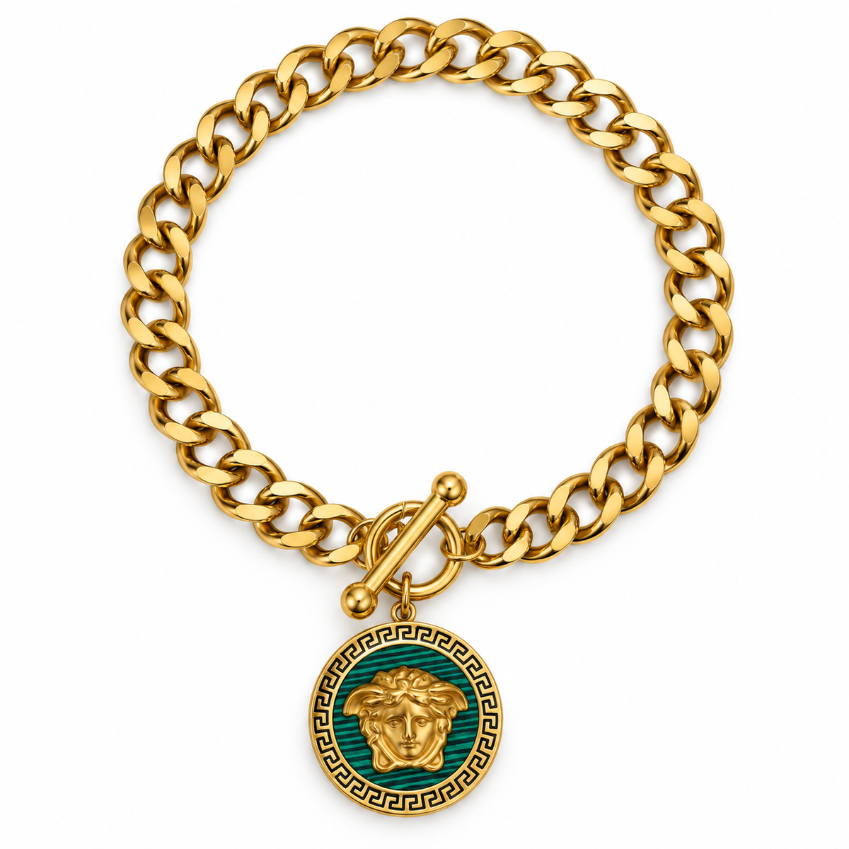 S.steel Medusa Medallion Chain Bracelet
