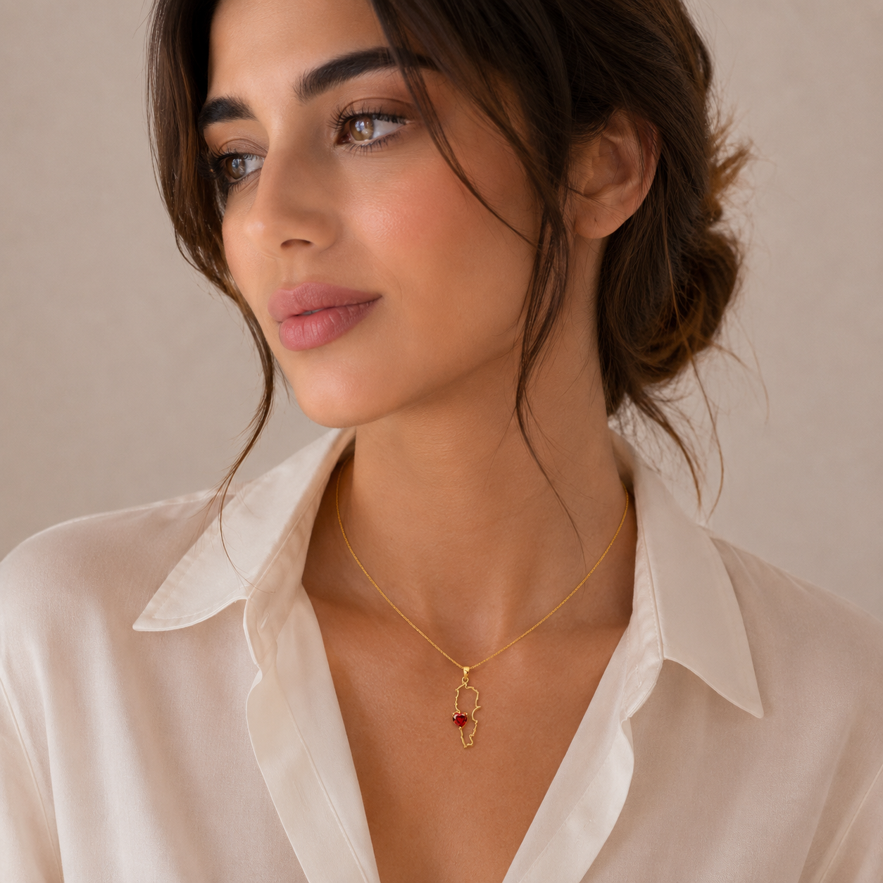Lebanese Green Heart Map Necklace