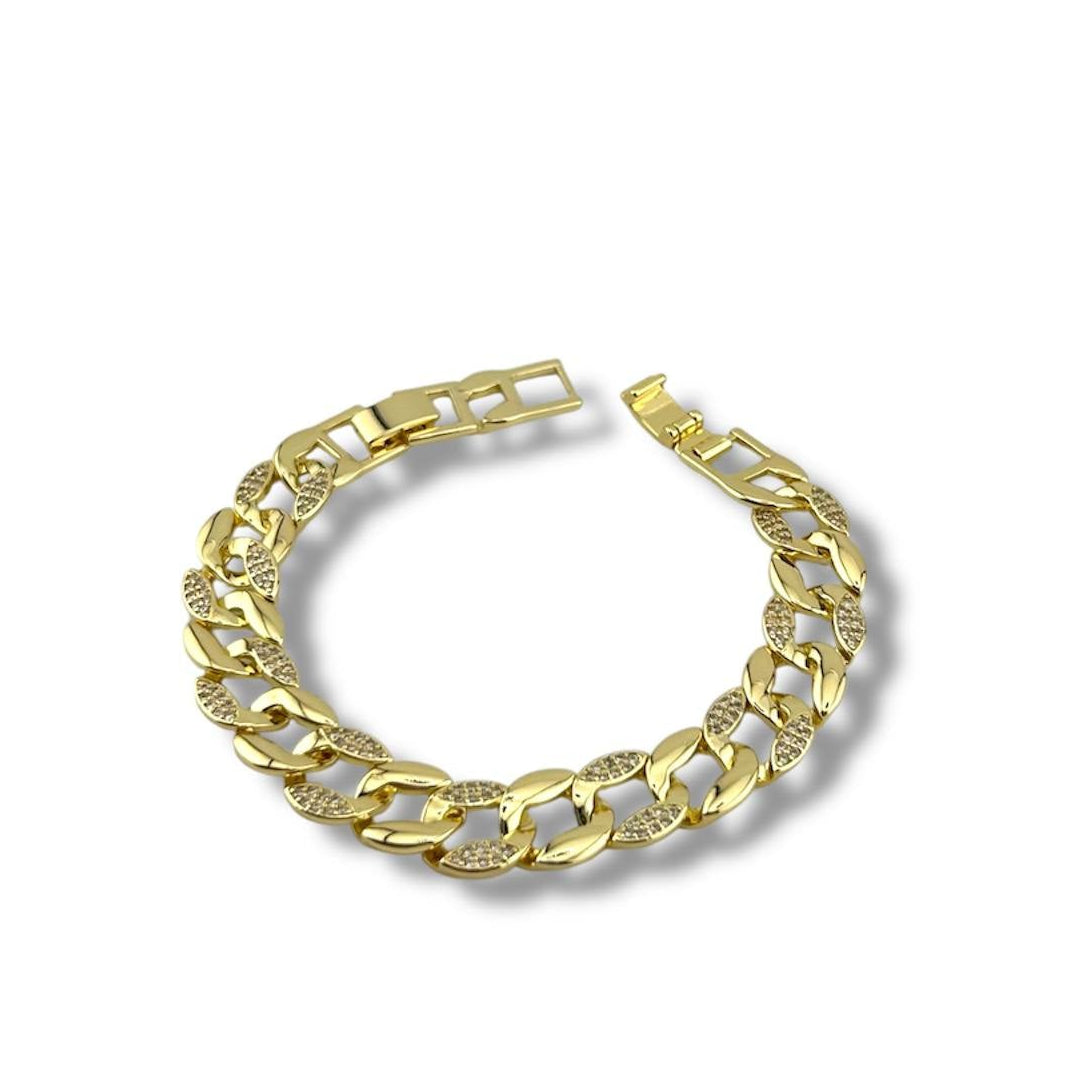 Bold Luxe Bracelet – Gold Cuban Ice"