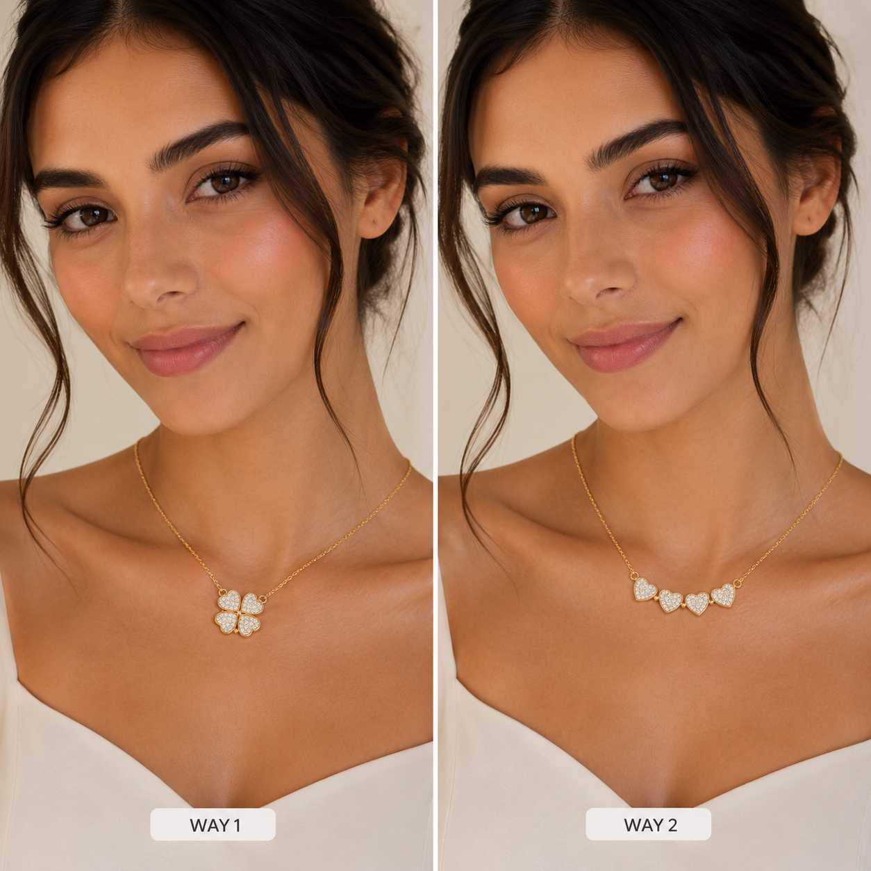 Convertible Sparkling Clover Necklace (2-in-1)