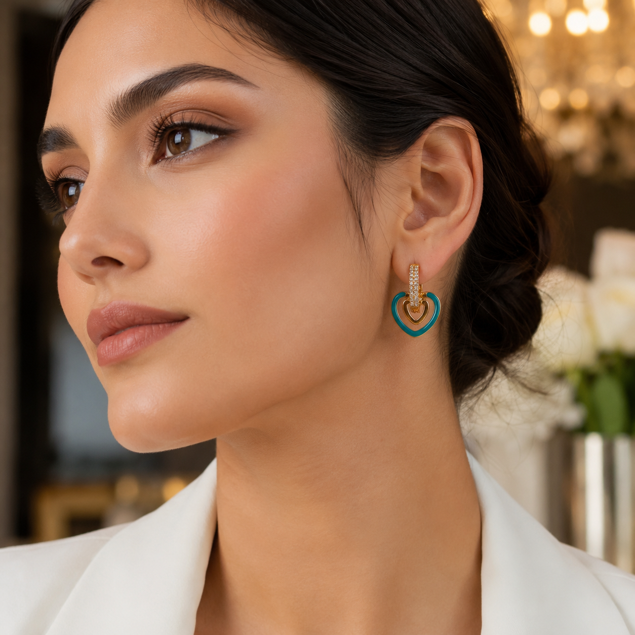 Turquoise Double Heart Earrings