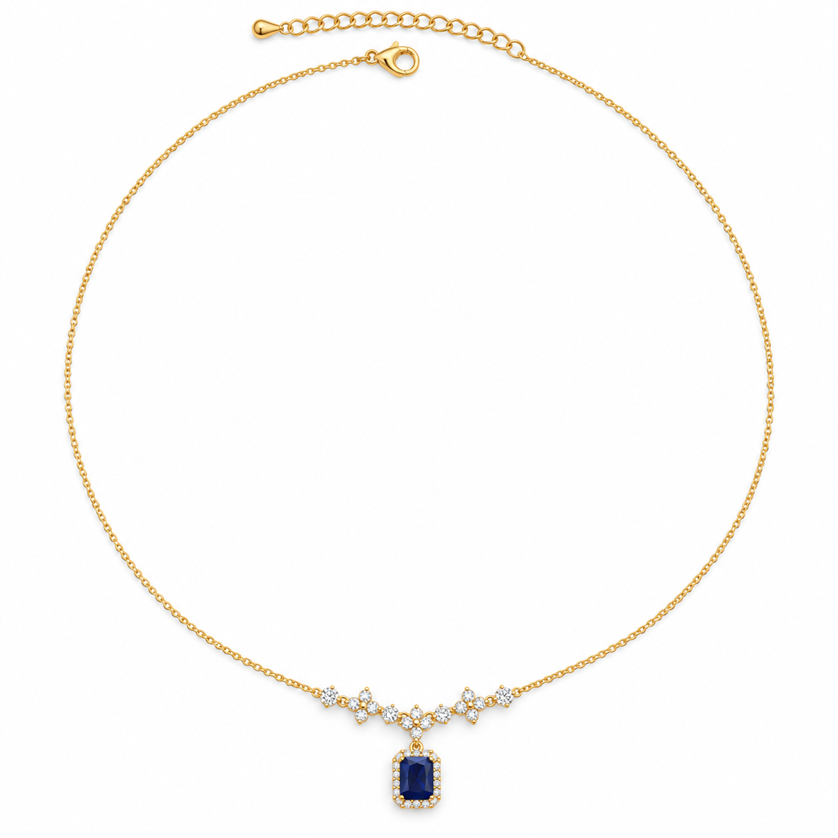 Midnight Blue Floral Pendant Necklace