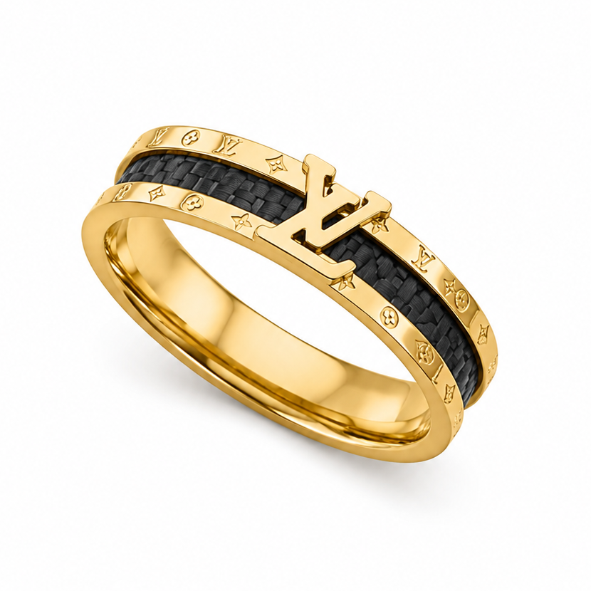 Black Inlay Monogram Ring