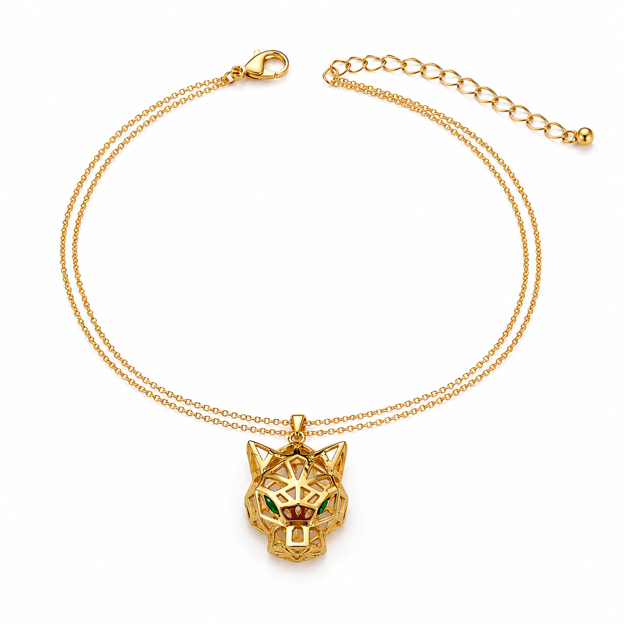 Tiger Head Double-Chain Necklace(45cm+extension)