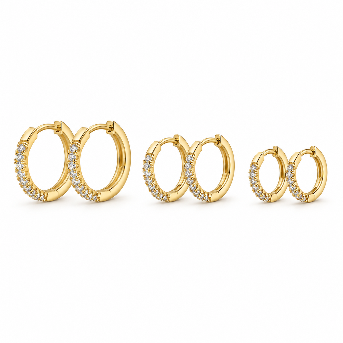 Three-Pair Crystal Hoop Earrings Set