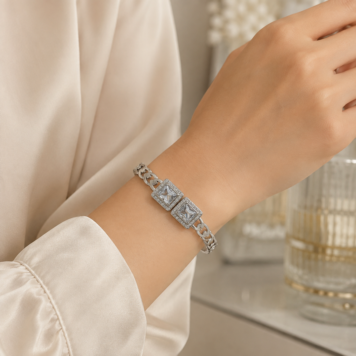 Radiant Double Gemstone Bracelet (Gold & Silver)