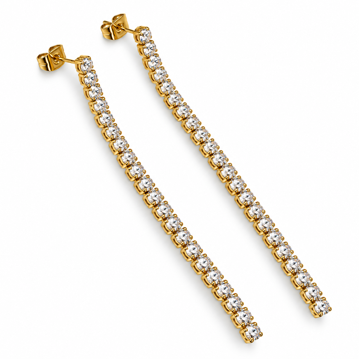 S.Steel Crystal tennis Line Drop Earrings(3mm)