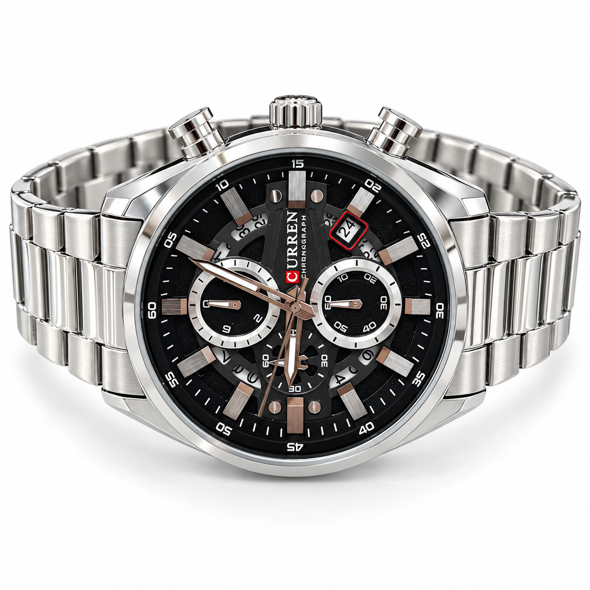 Curren chrono Men’s Silver-Tone Sport Watch(man)
