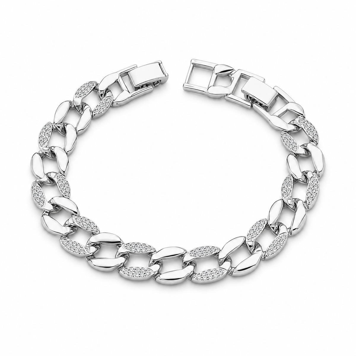 Bold Luxe Bracelet – Silver Cuban Ice"