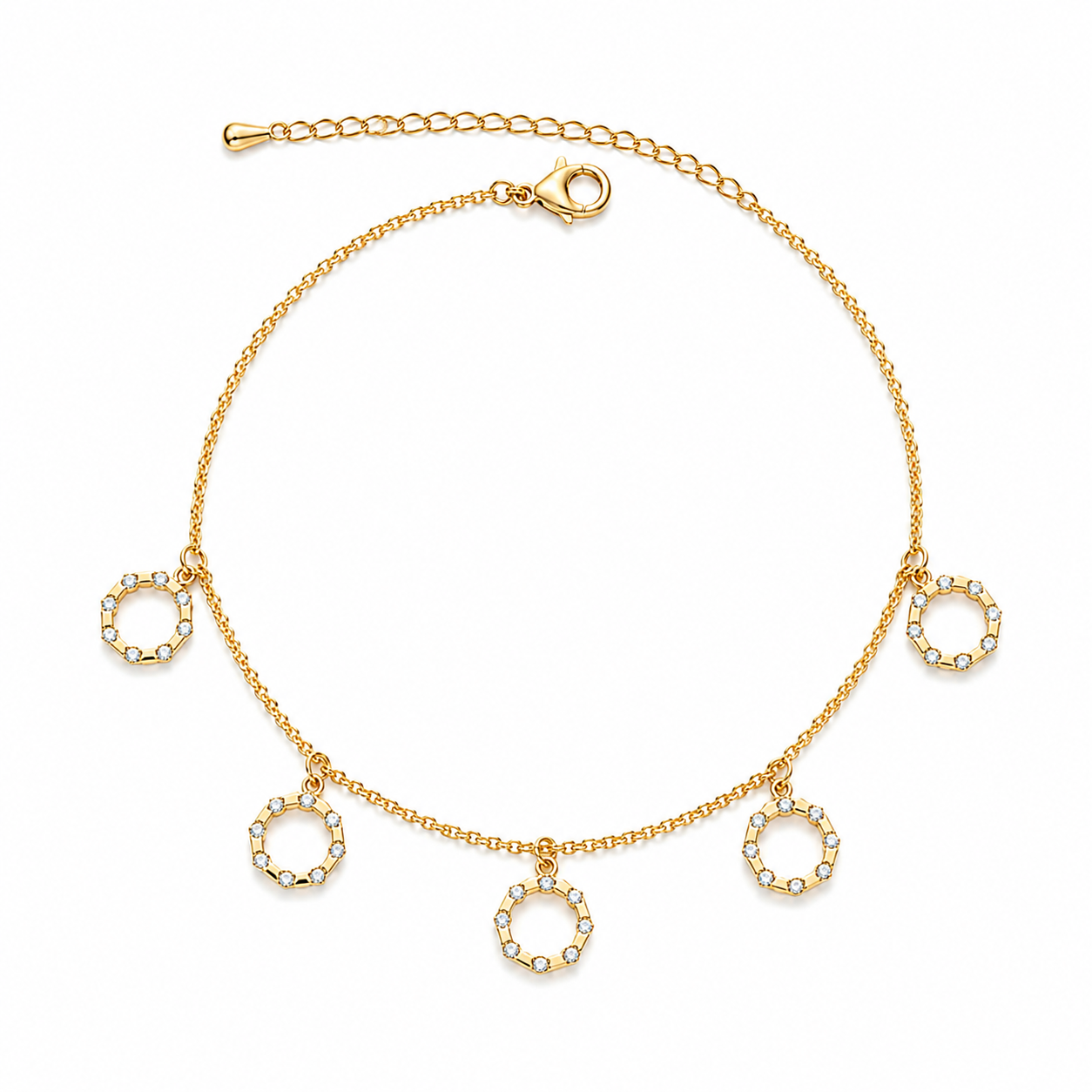 Crystal Circle Charm Anklet