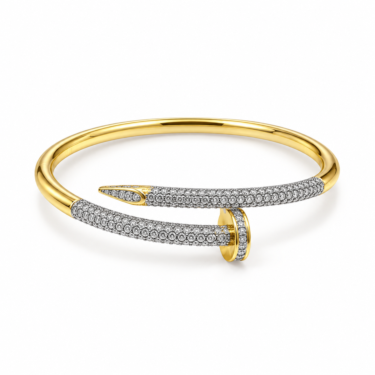 Nail-Inspired Crystal Bangle – Edgy Elegance