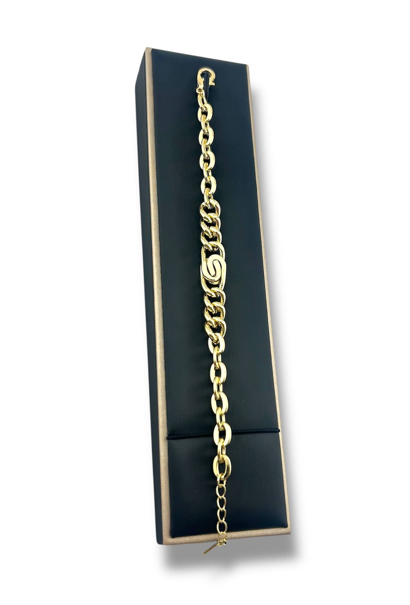 Bold Spiral Emblem Bracelet – Modern Chunky Gold Chain
