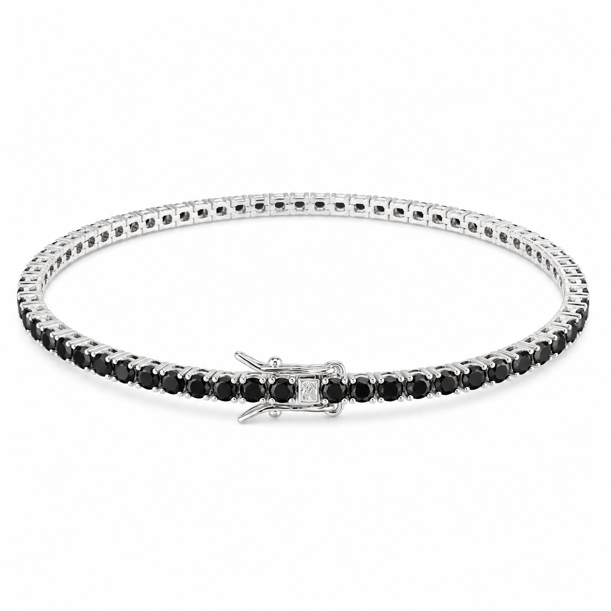 stainless steel Cubic Zirconia black and silver Tennis Bracelet(3mm)