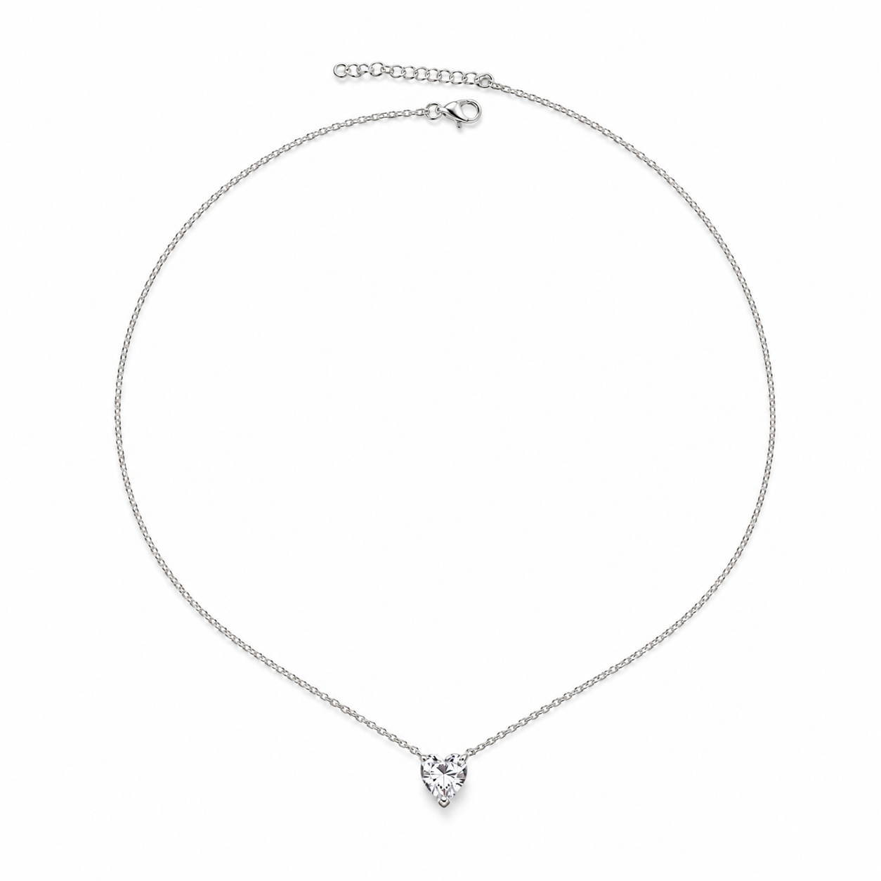 Silver 925 Mini-pandora Heart Crystal Necklace –  Minimalist Elegance