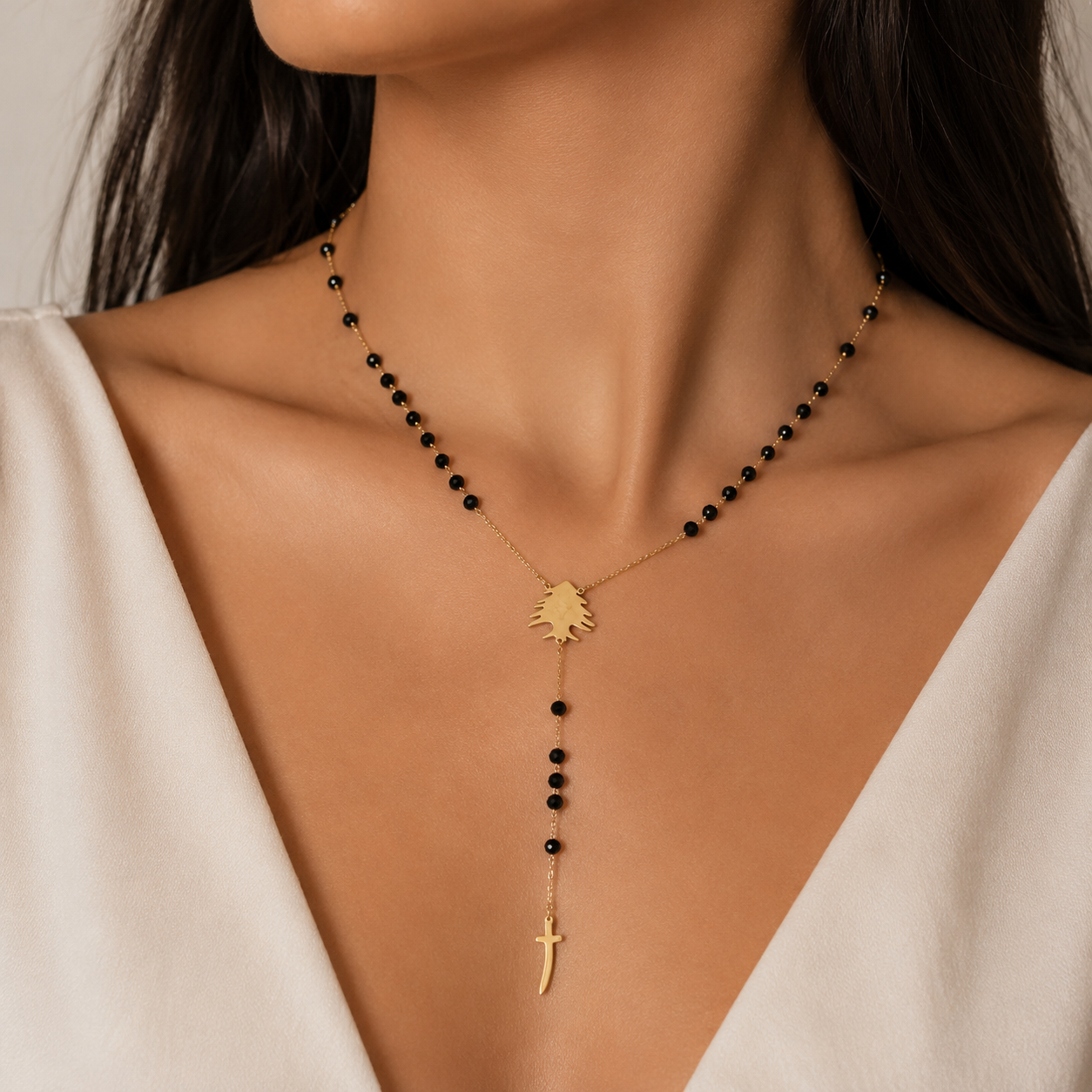 Lebanese Cedar Rosary Necklace