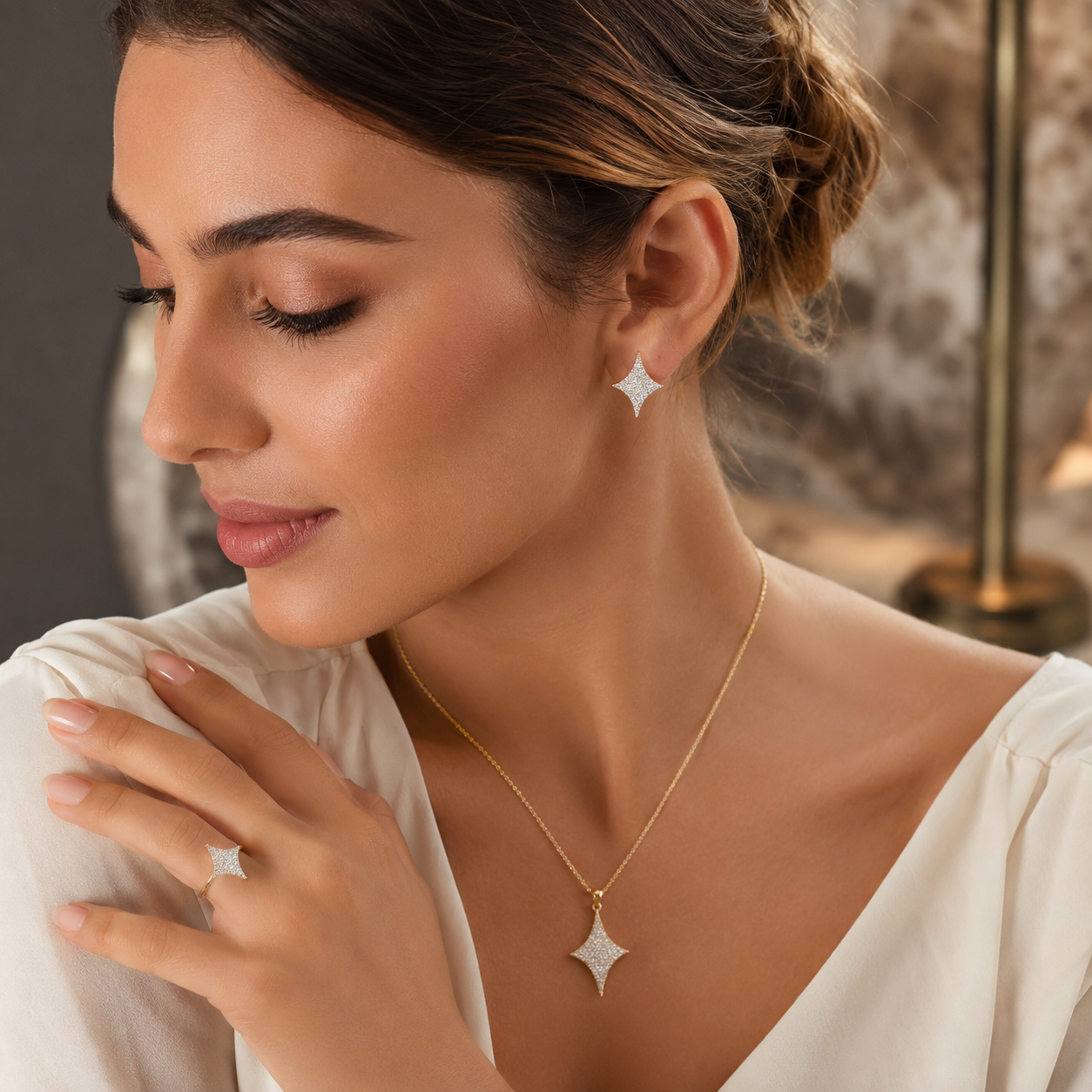 Starlight Glow Set – Necklace, Earrings & Ring