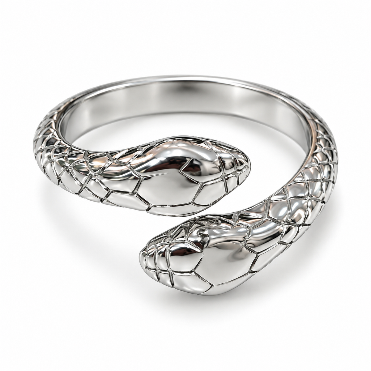 S.steel Textured Twin Snake Ring – Gold & Silver Power Duo