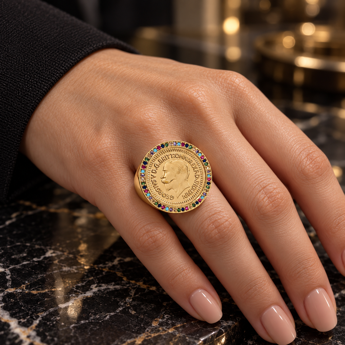 Royal Coin Statement Ring – Gold