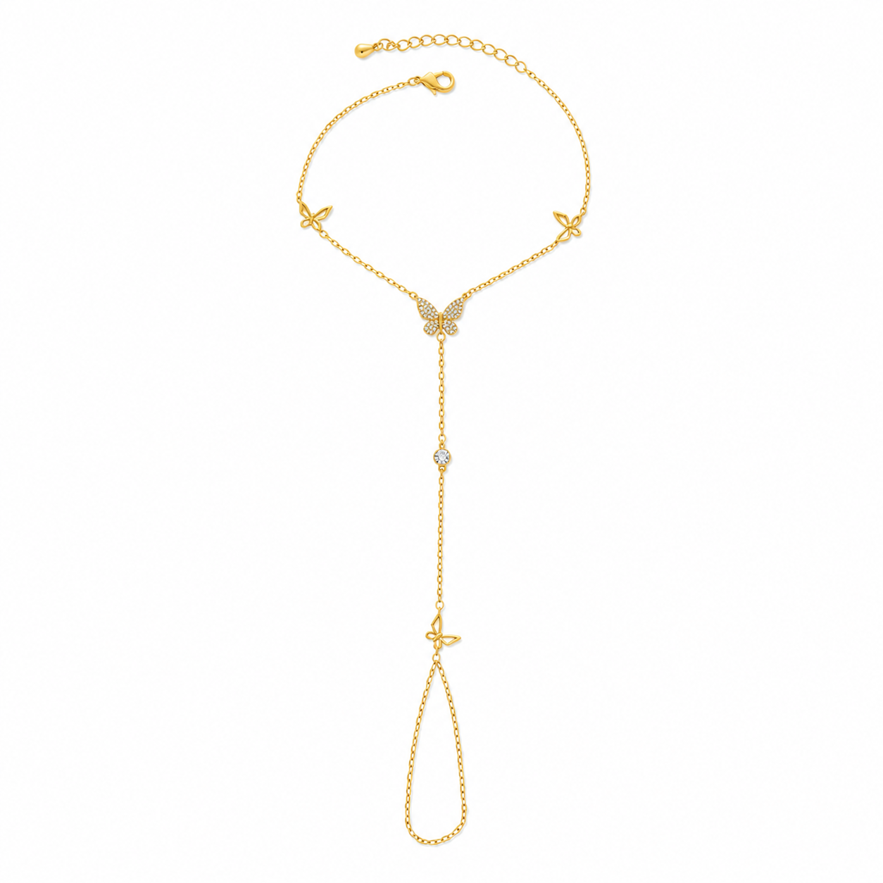 🦋 Poshewix “Butterfly Charm Hand Chain” – Graceful, Golden & Dreamy ✨