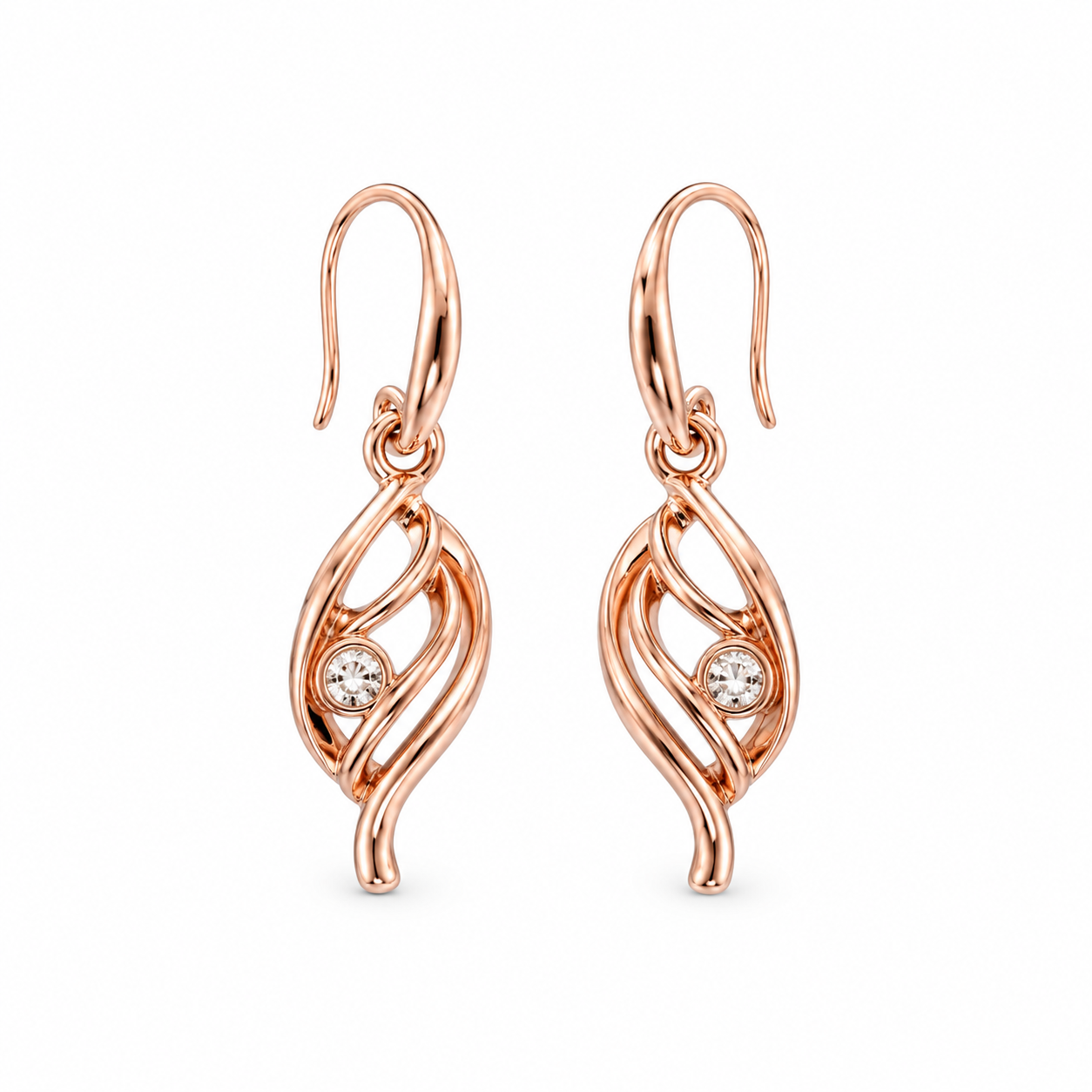 RoseGold Crystal Drop Earrings