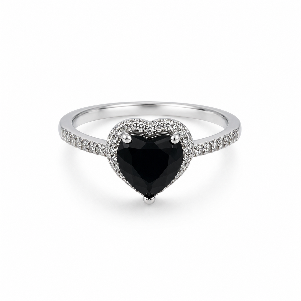 Crystal Heart Solitaire promise Ring