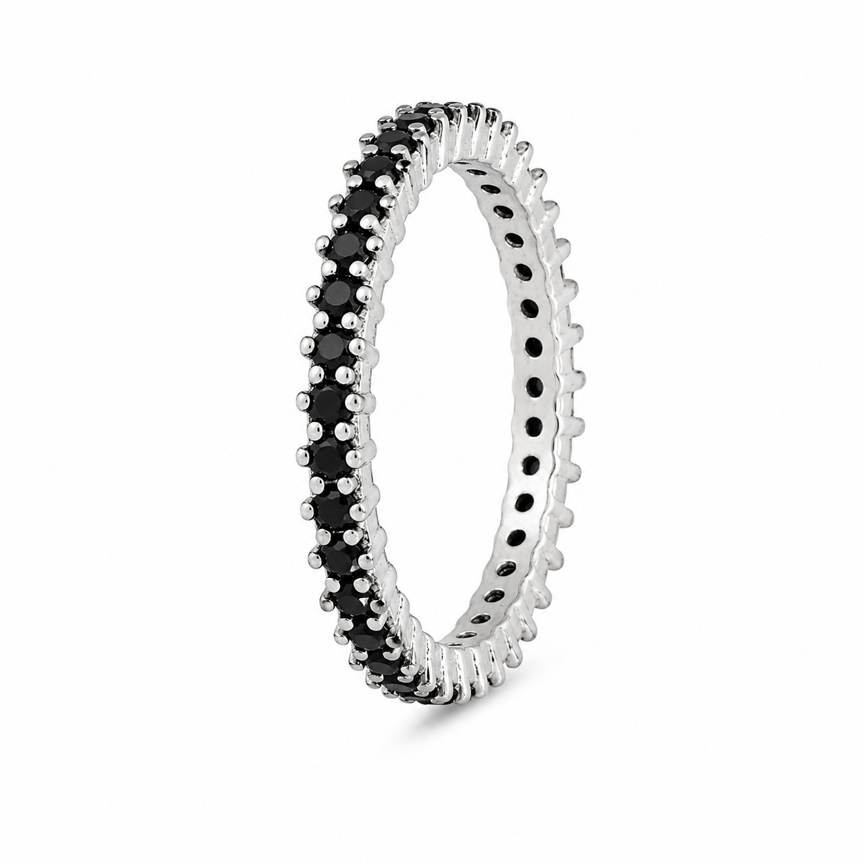 Silver 925 thin Harmony Ring – Black & Silver Duo