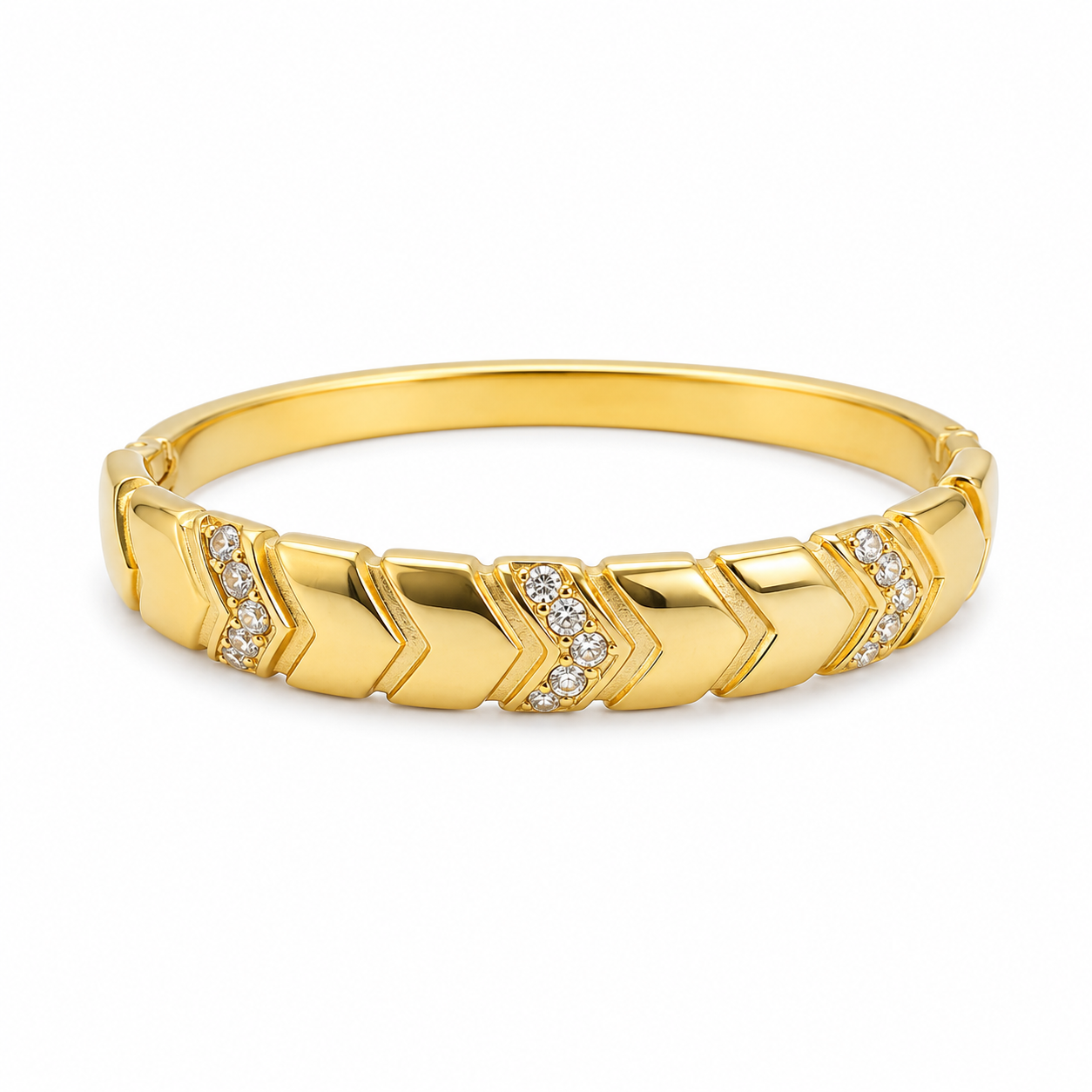 Crystal Chevron Gold Bangle