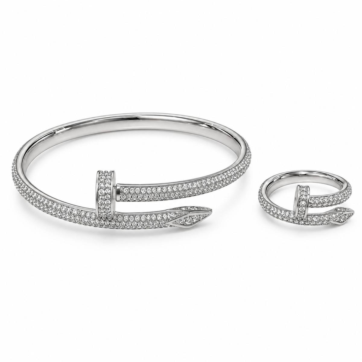 Crystal Nail Bangle & Ring Set