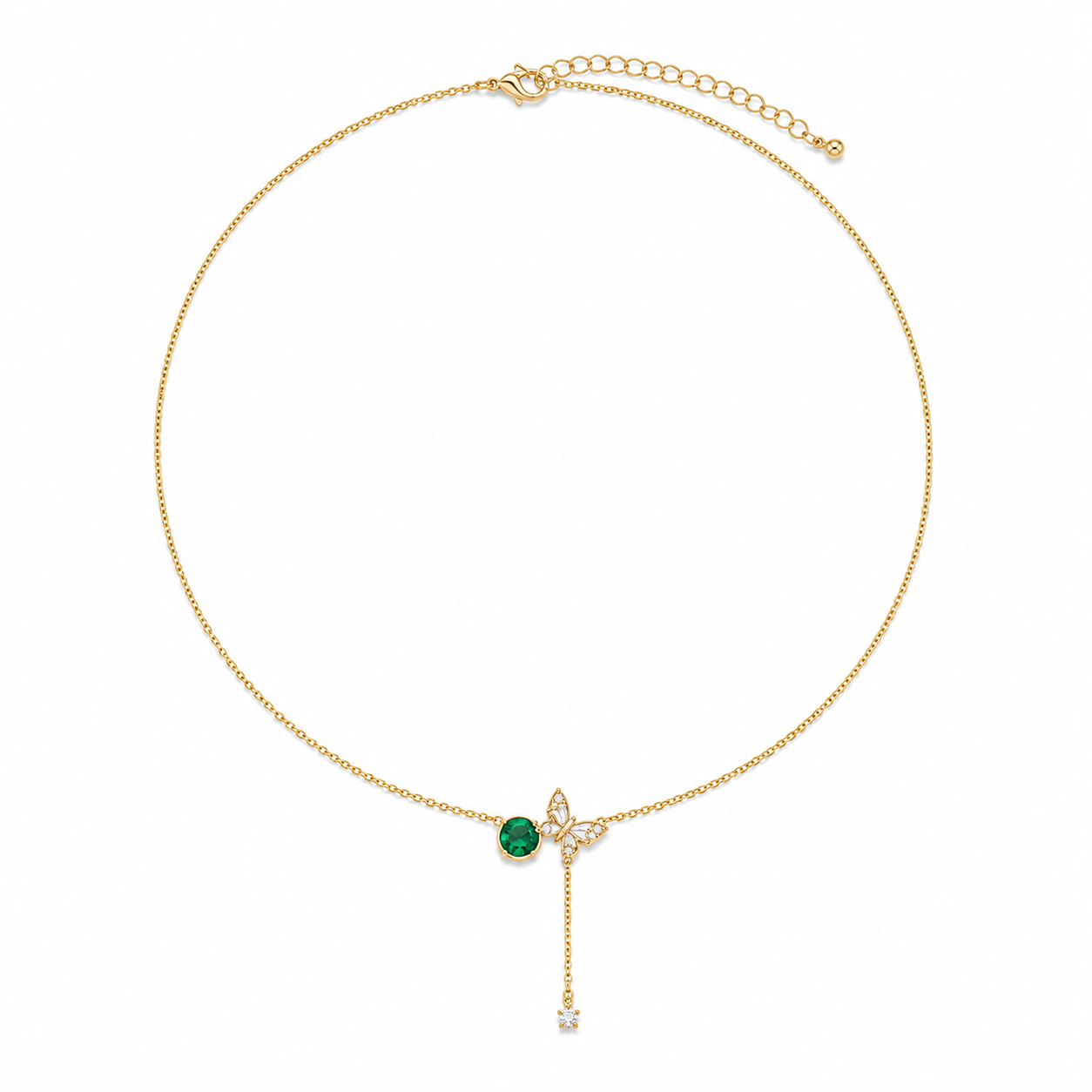 Emerald Butterfly Drop Necklace