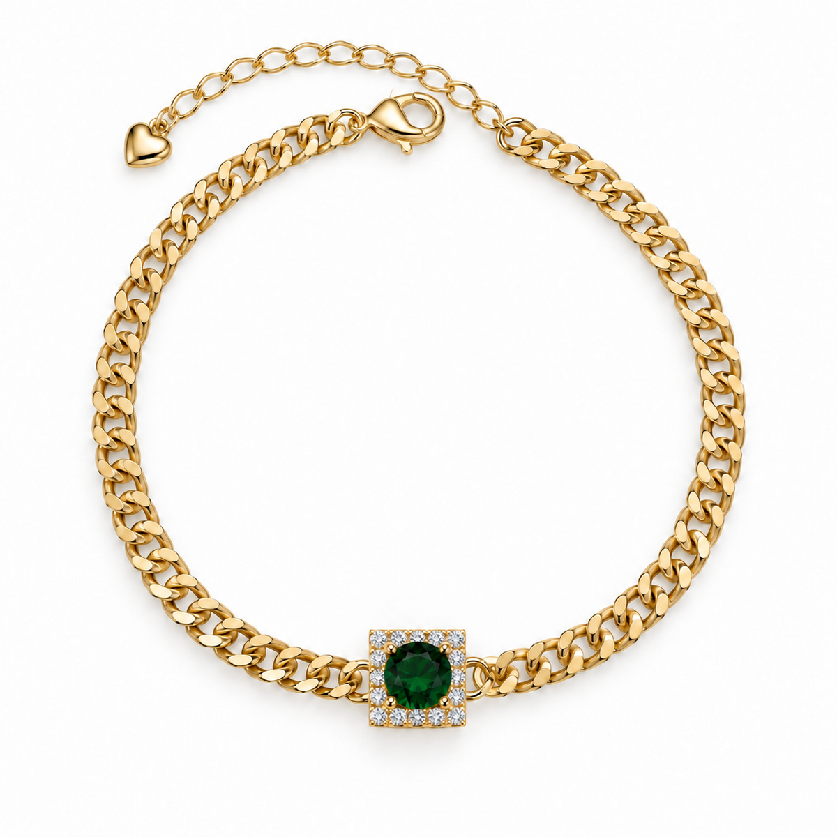 Square Gem Curb Chain Bracelet ✨