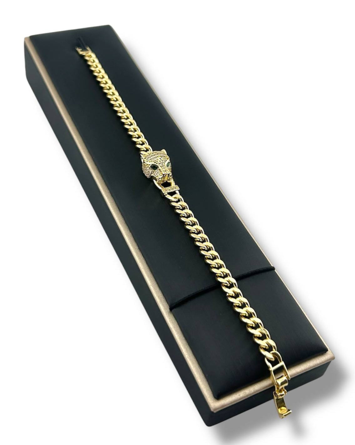 Panther Head Chain Bracelet – Gold Finish