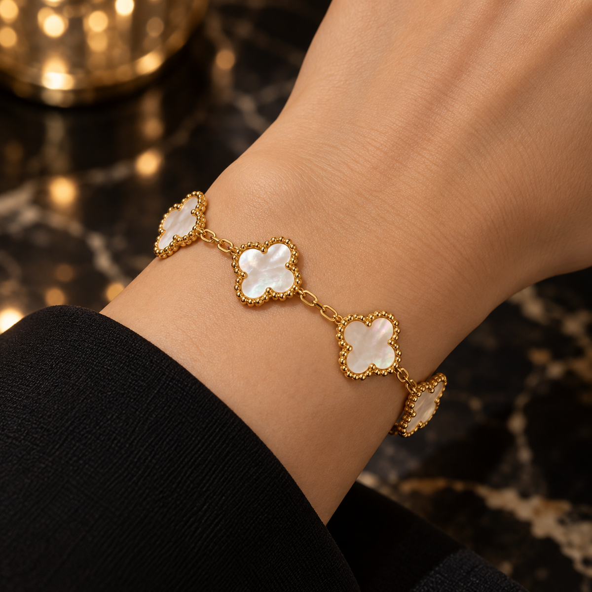 Vip seda Elegance Clover Bracelet – 18K Gold-Plated with Colorful Enamel