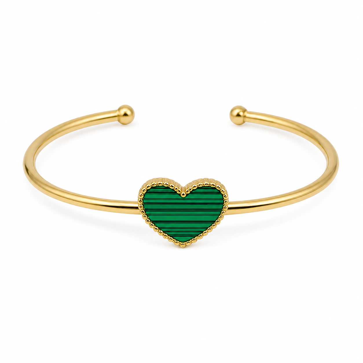 Green Malachite Heart Cuff Bracelet 💚