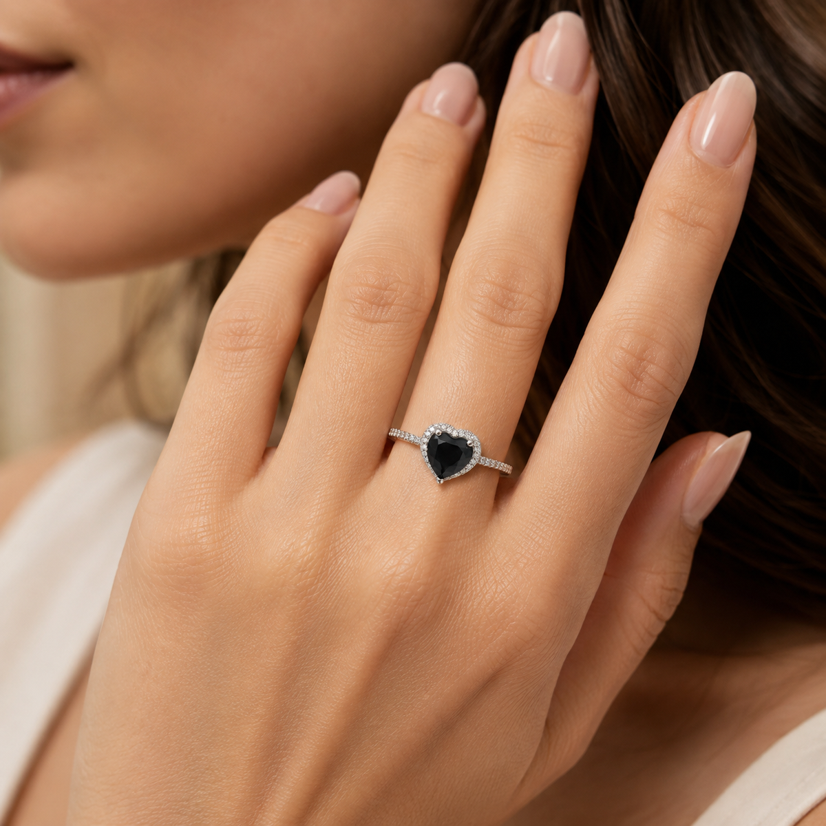 Crystal Heart Solitaire promise Ring