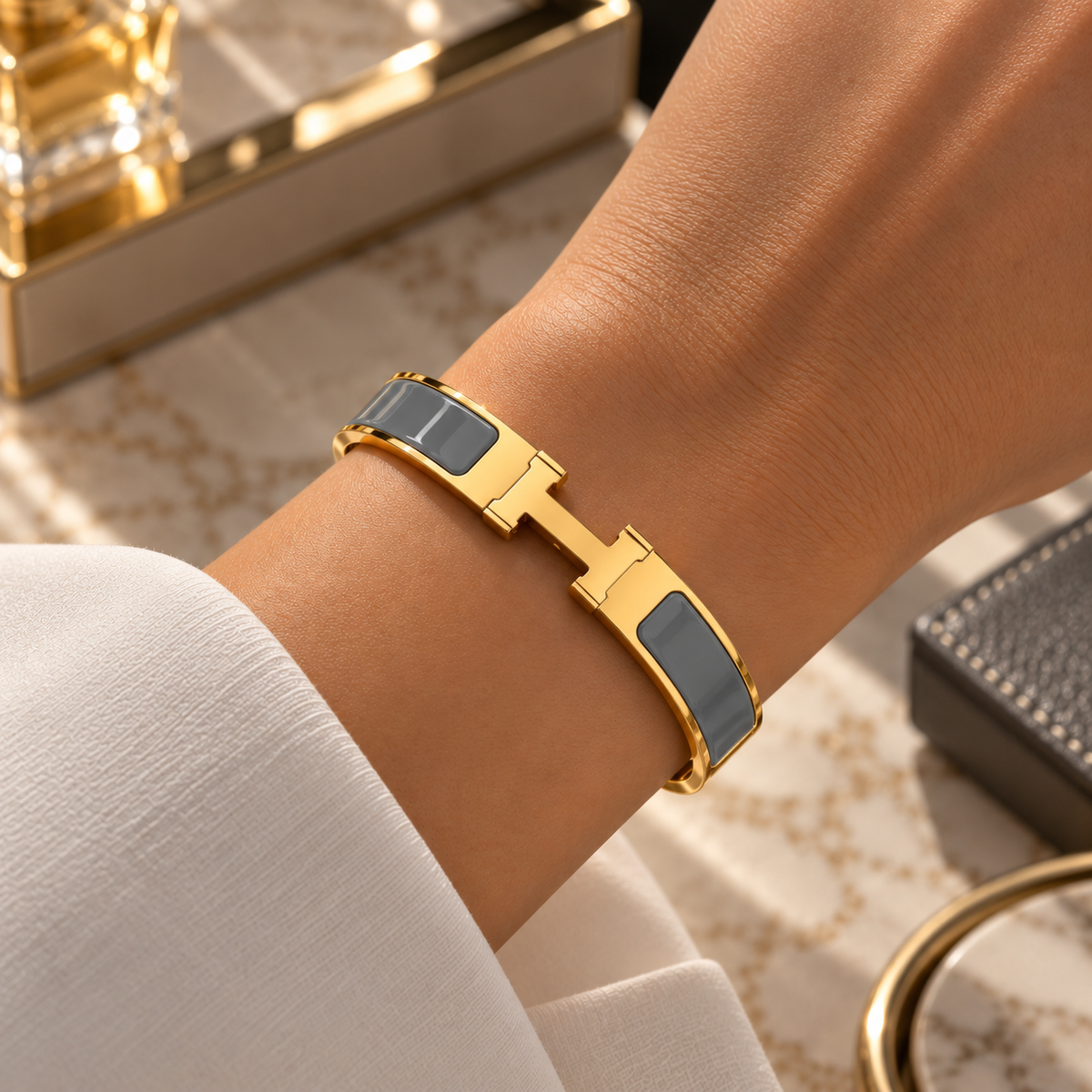 Tangerine Enamel Interlock Bangle