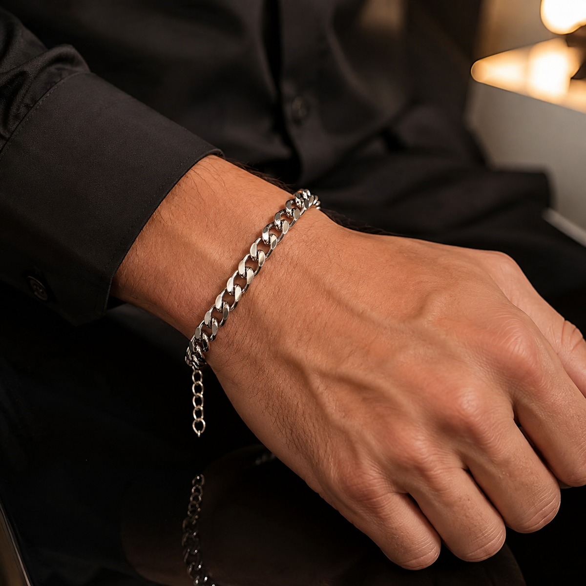 Silver Cuban Chain Bracelet