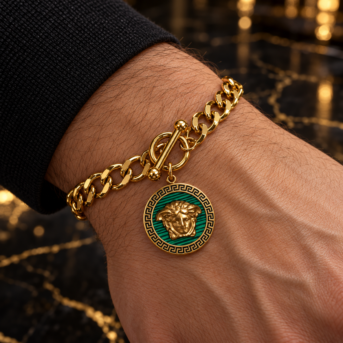 S.steel Medusa Medallion Chain Bracelet