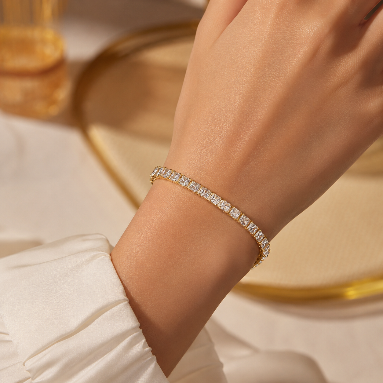 Princess-Cut Tennis Bracelet(4mm)
