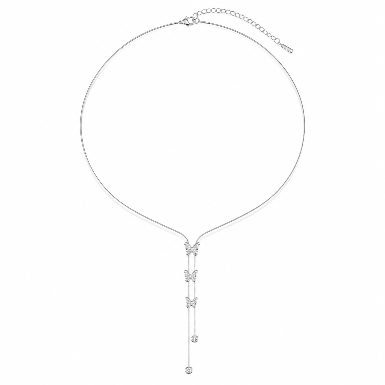 Butterfly Lariat Necklace – Silver