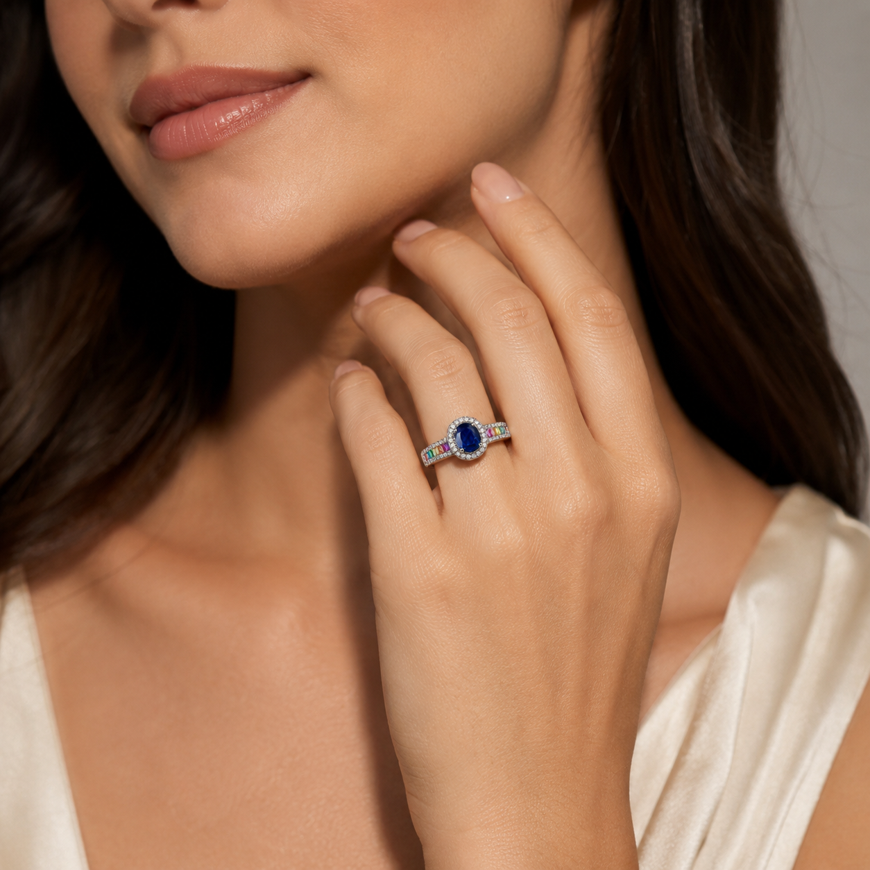 Rainbow Halo Ring