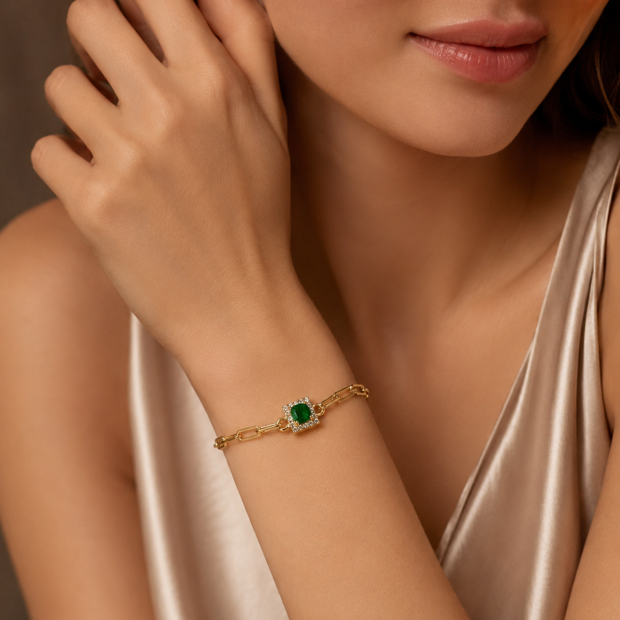 Square Halo Paperclip Bracelet