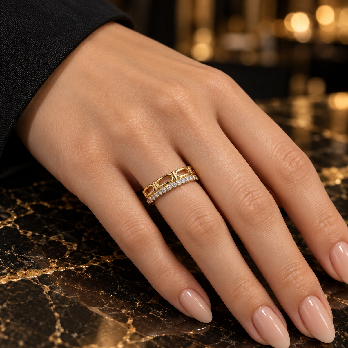 Gleam Chain Ring – Gold