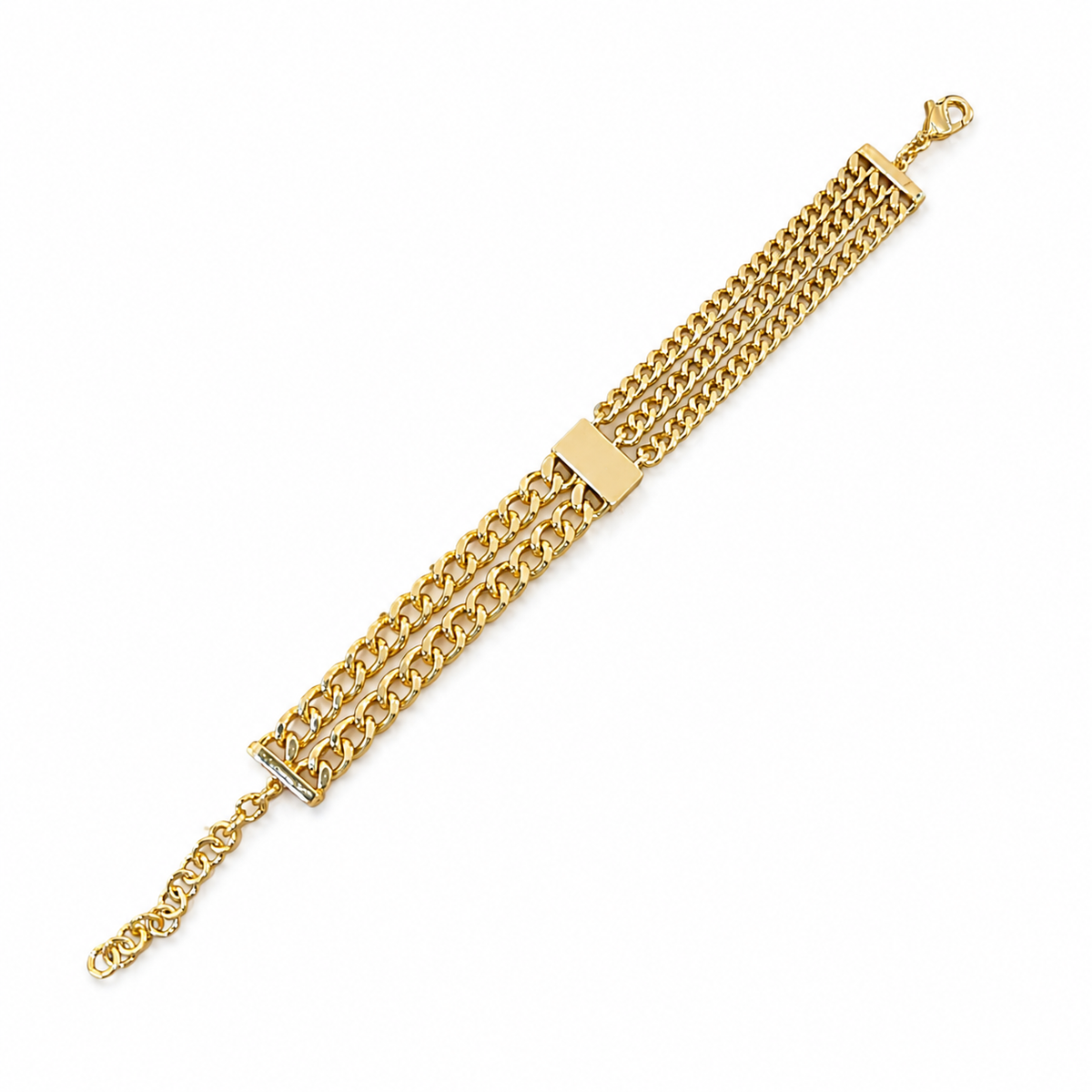 Multi chain Layered Curb Bracelet – 18K Gold-Plated