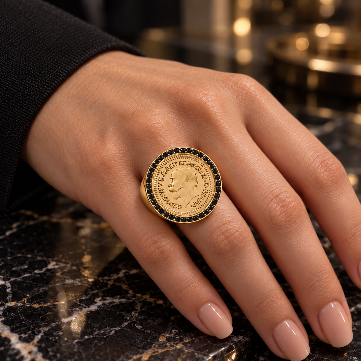 Royal Coin Statement Ring – Gold