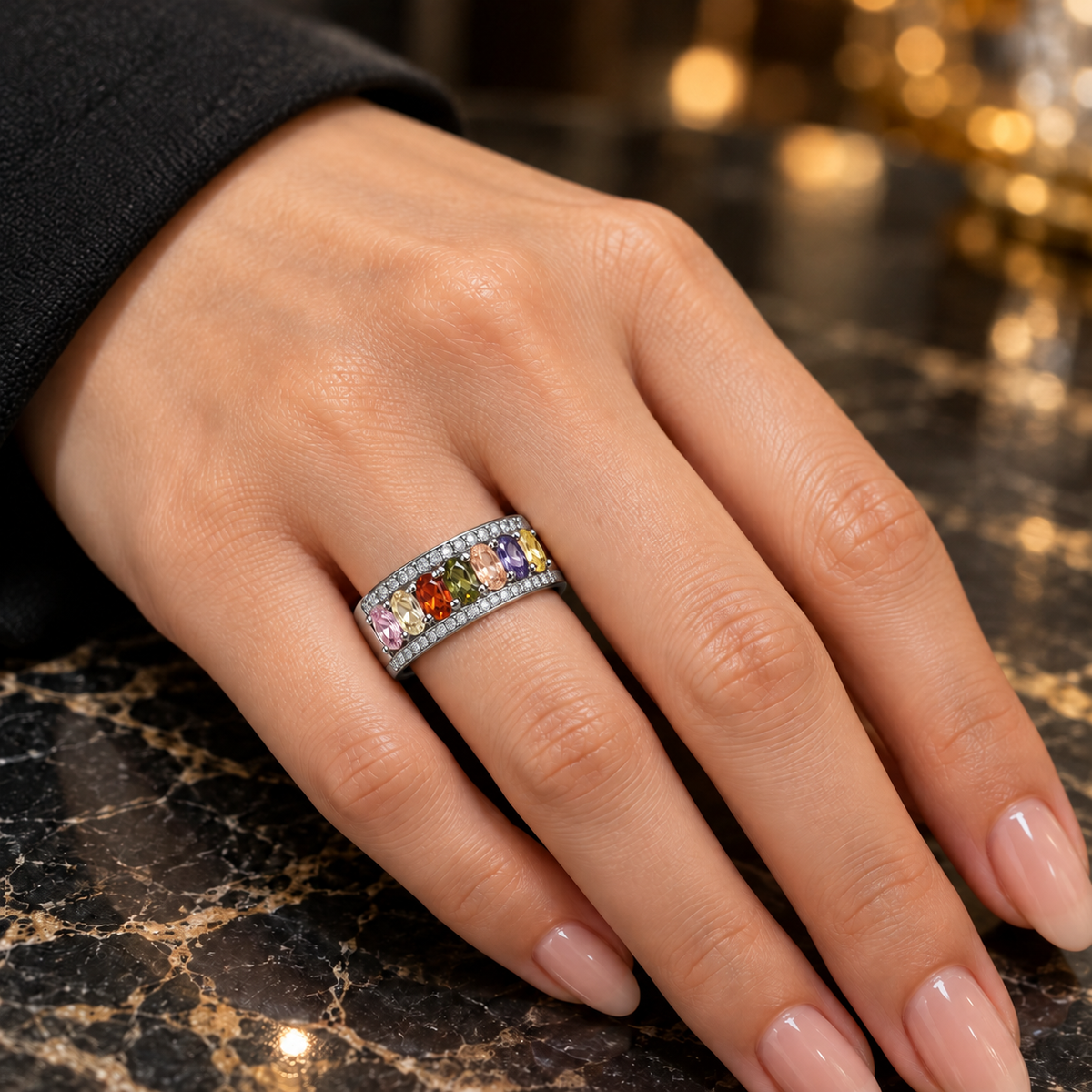 Rainbow Gem Band Rings – Trio Collection