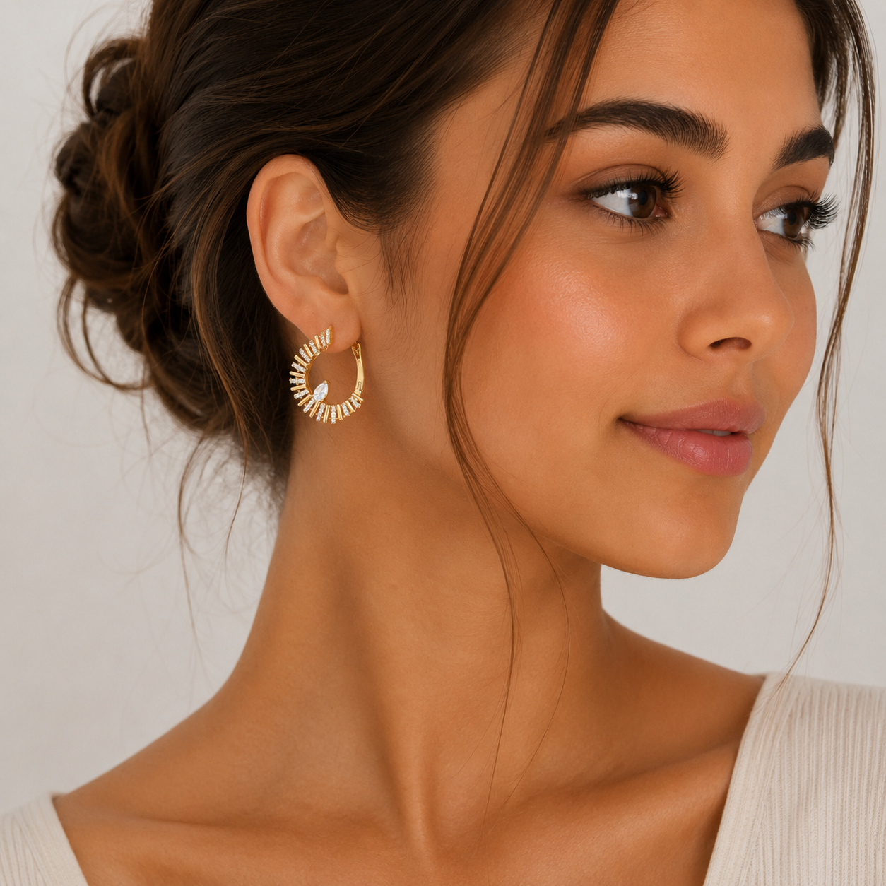 Radiant Crystal Hoop Earrings (Available in Rose Gold)