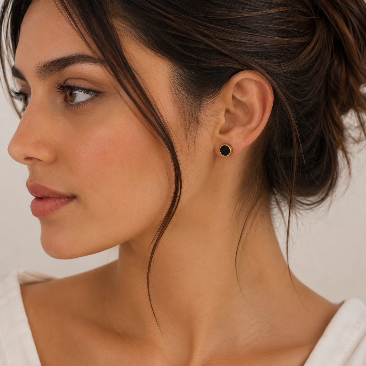Classic Black Enamel Stud Earrings