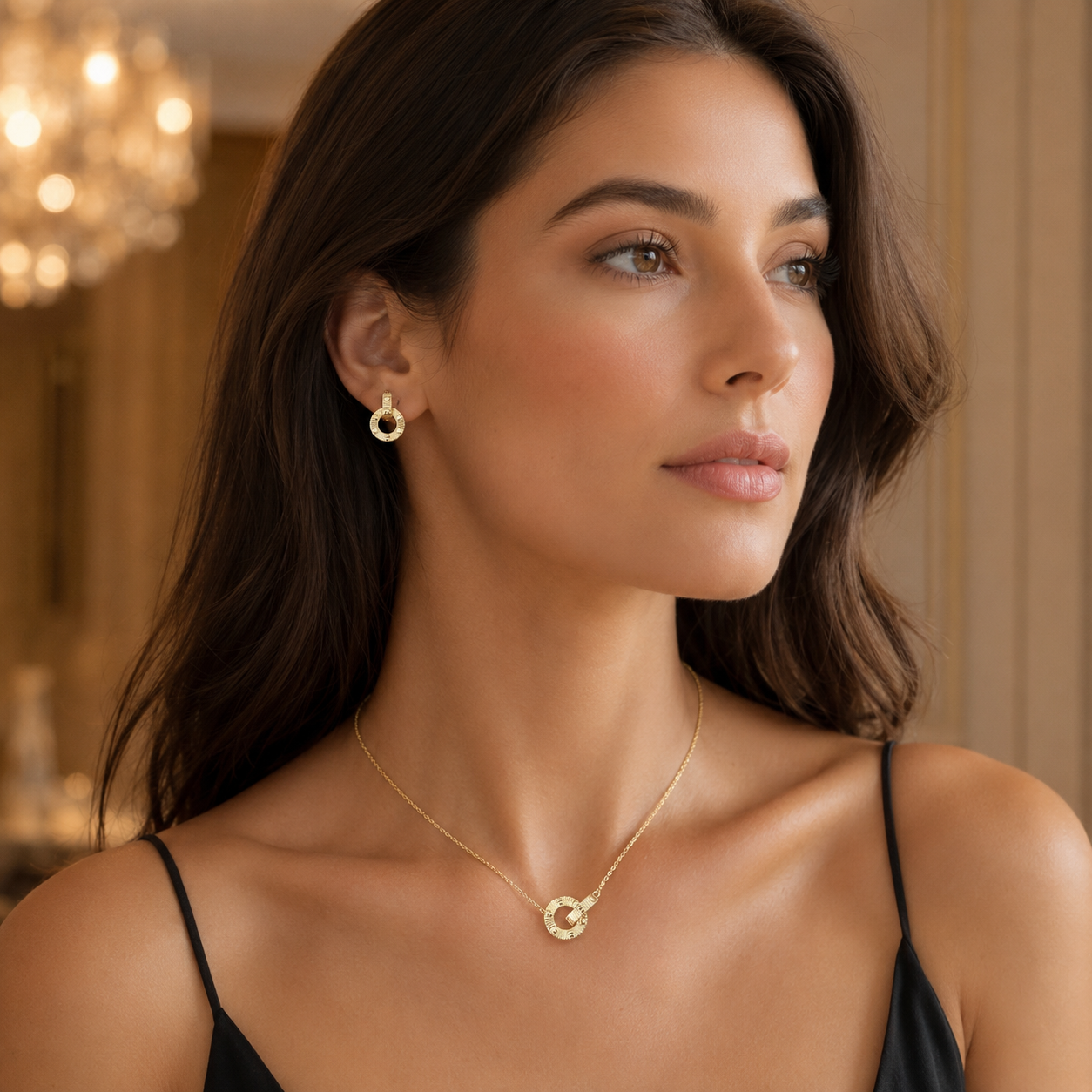 Unlimited love cartier dual ring set(eaarrings and necklace)