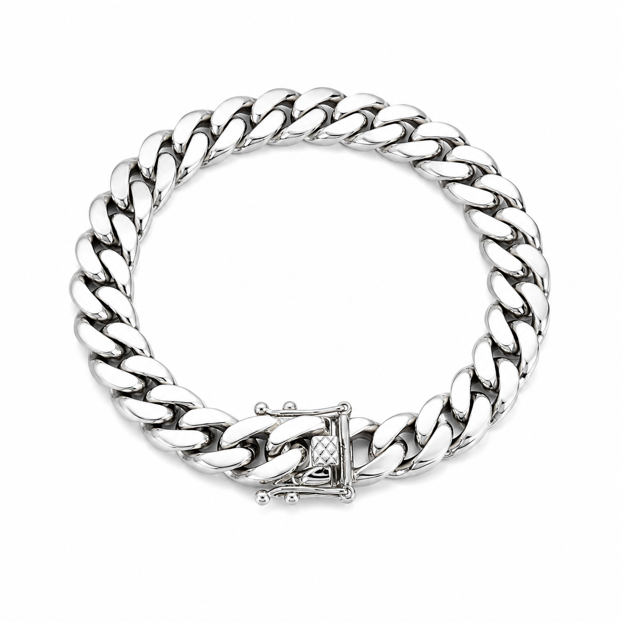 Classic Cuban Chain Bracelet – Silver Tone